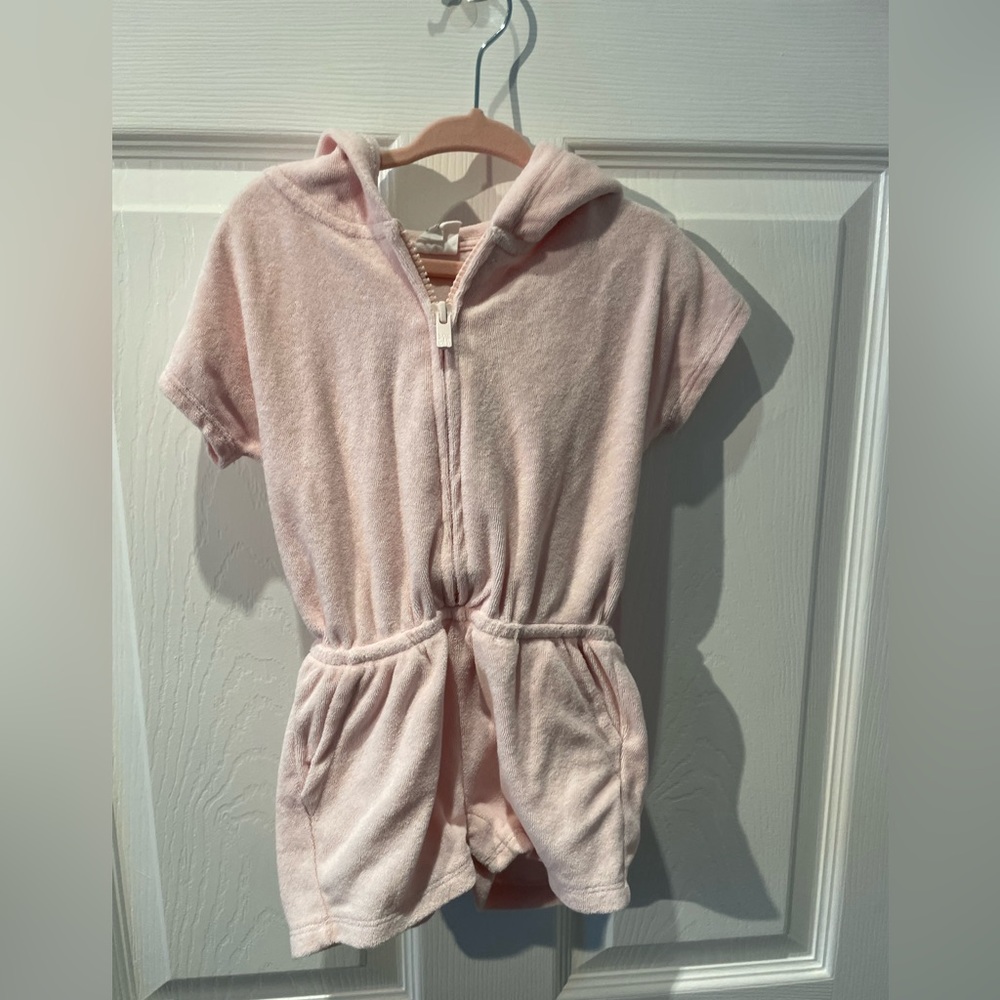 Baby GAP Pink Terry Romper with Unicorn Hood 18-24 months
